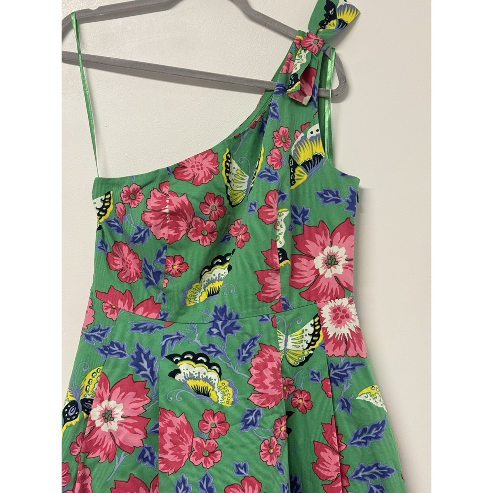 RSVP by Talbots Women's One Shoulder Fit and Flare Dress Sz 10 Green Floral #42‎ - Picture 4 of 10